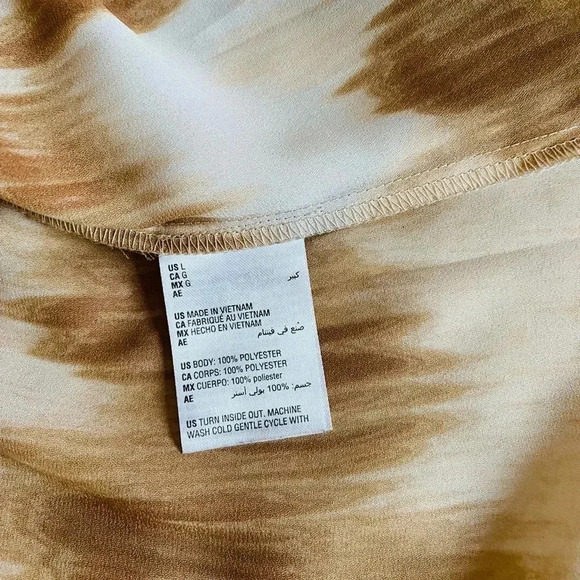 BAR III | Women’s Tie Dye Hazelnut Combo Print Bow Sleeveless Blouse Size L - Picture 10 of 10